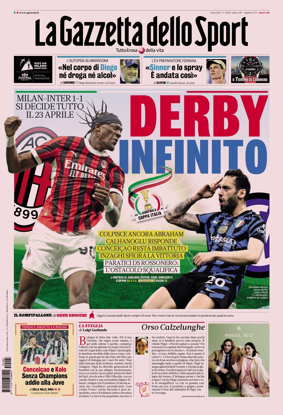 La Gazzetta Dello Sport, prima pagina