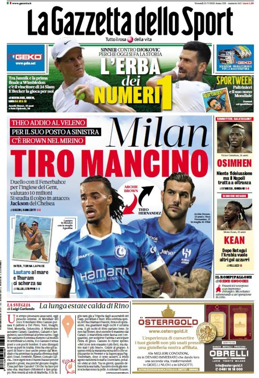 La Gazzetta Dello Sport, prima pagina