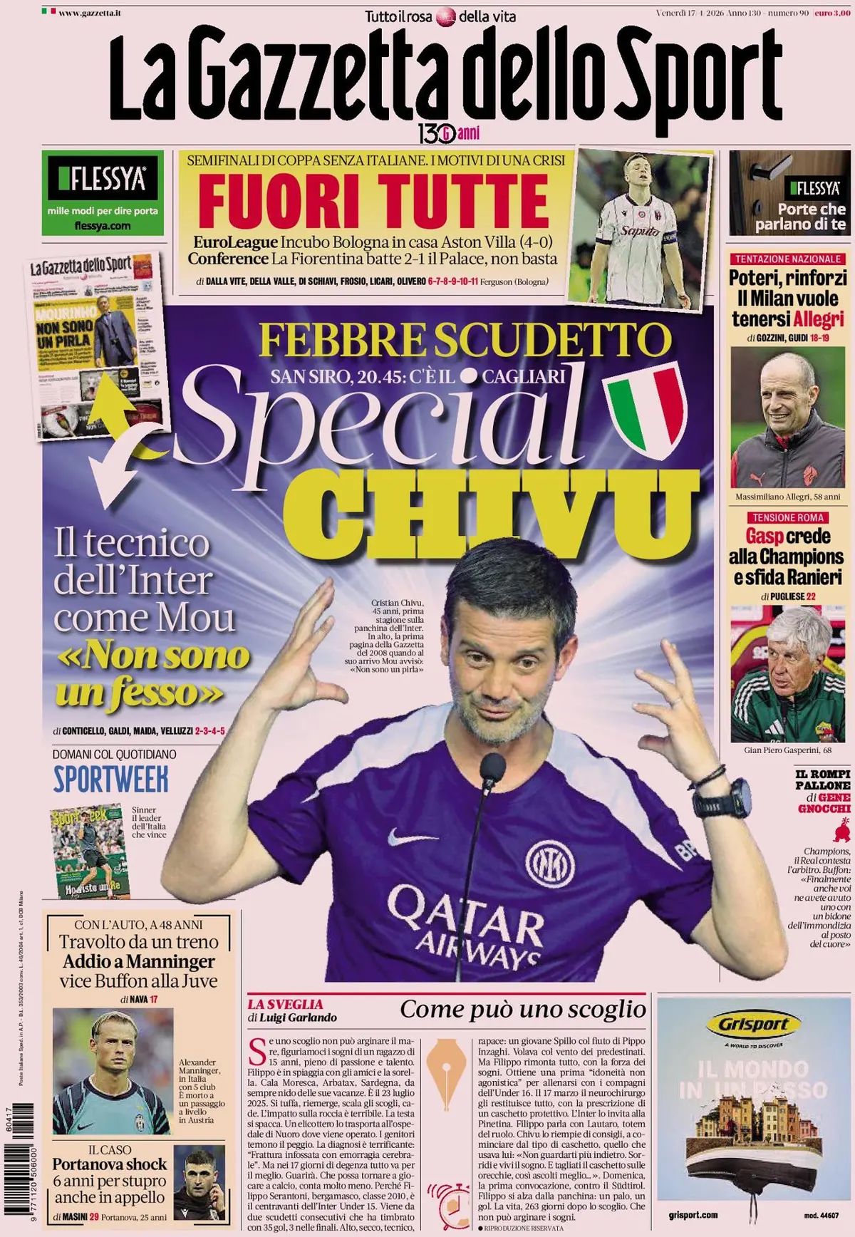 La Gazzetta Dello Sport, prima pagina