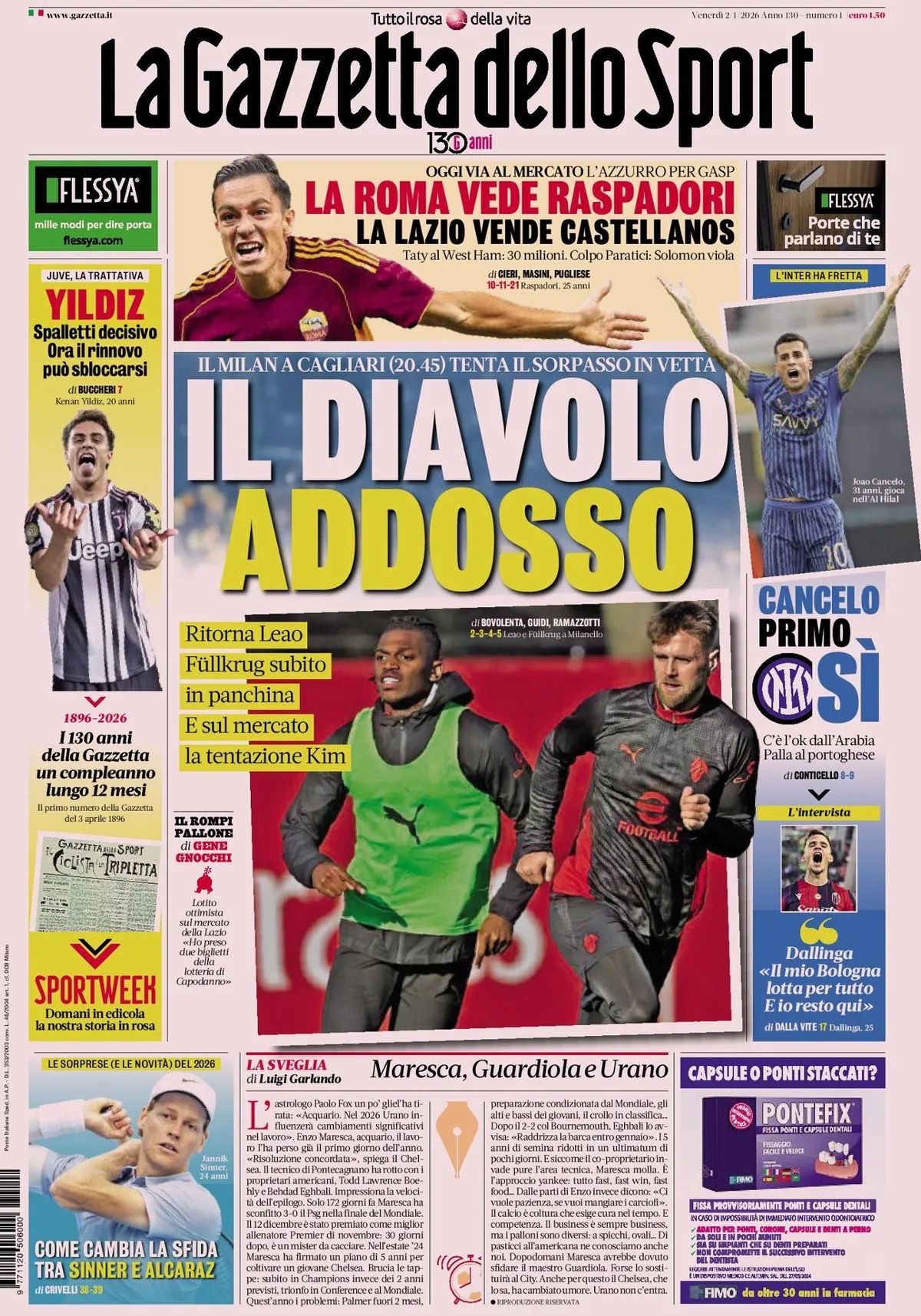 La Gazzetta Dello Sport, prima pagina