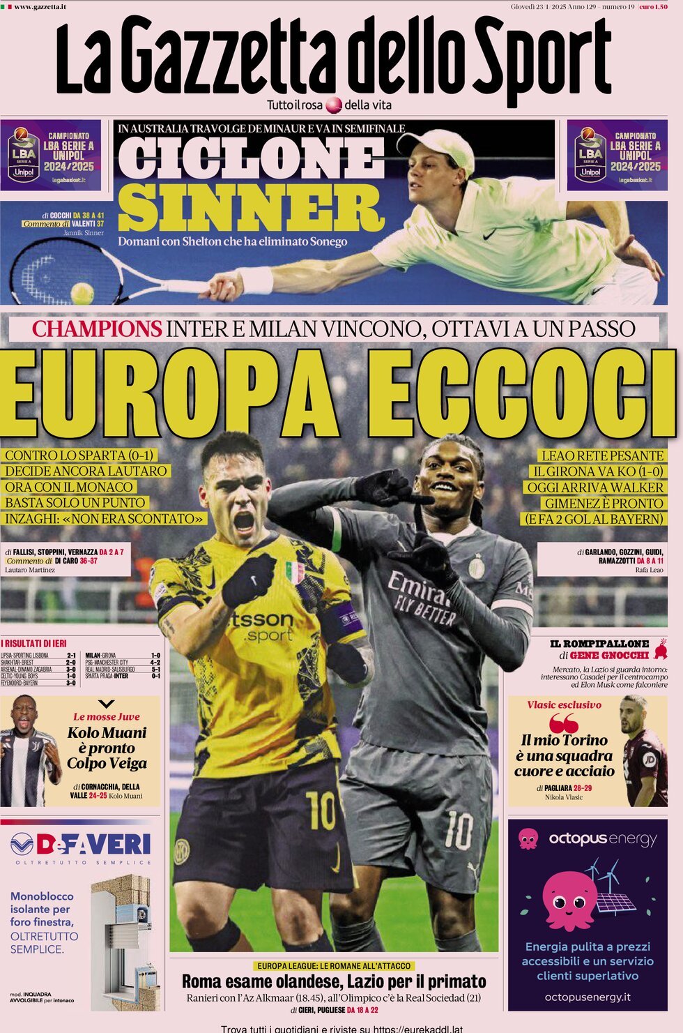 La Gazzetta Dello Sport, prima pagina