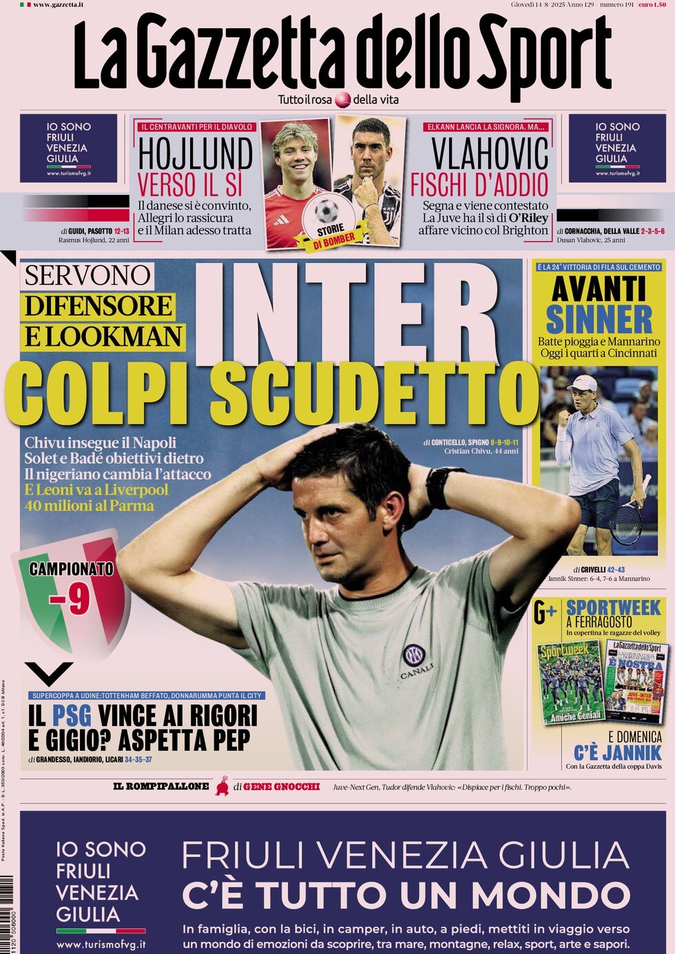 La Gazzetta Dello Sport, prima pagina