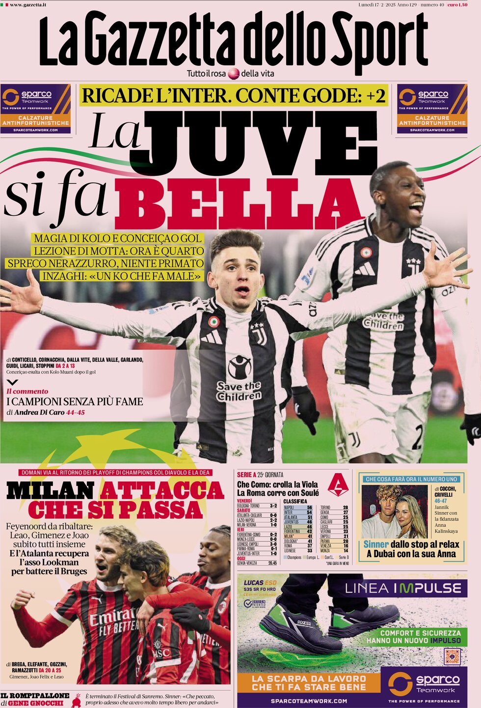 La Gazzetta Dello Sport, prima pagina