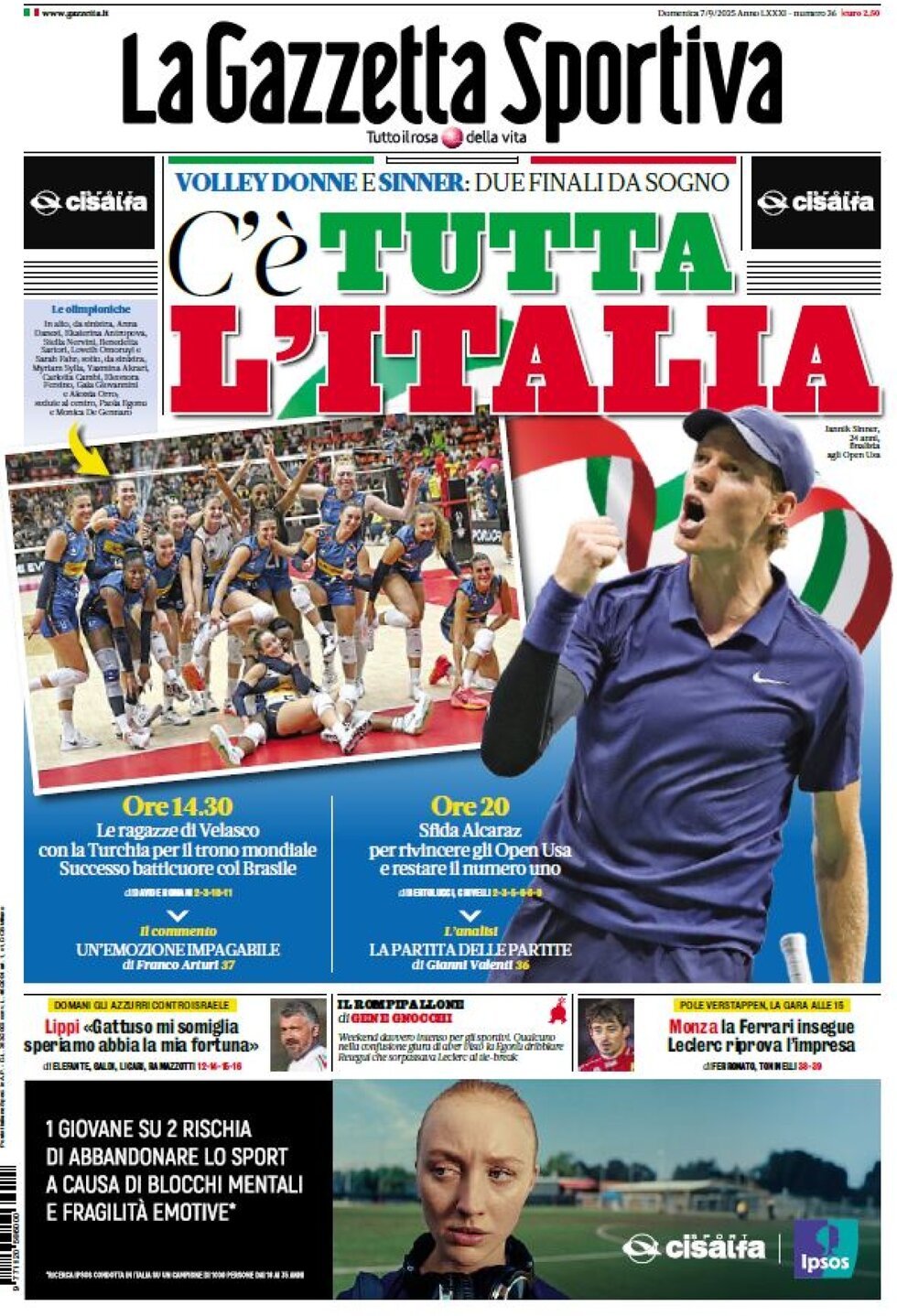 La Gazzetta Dello Sport, prima pagina