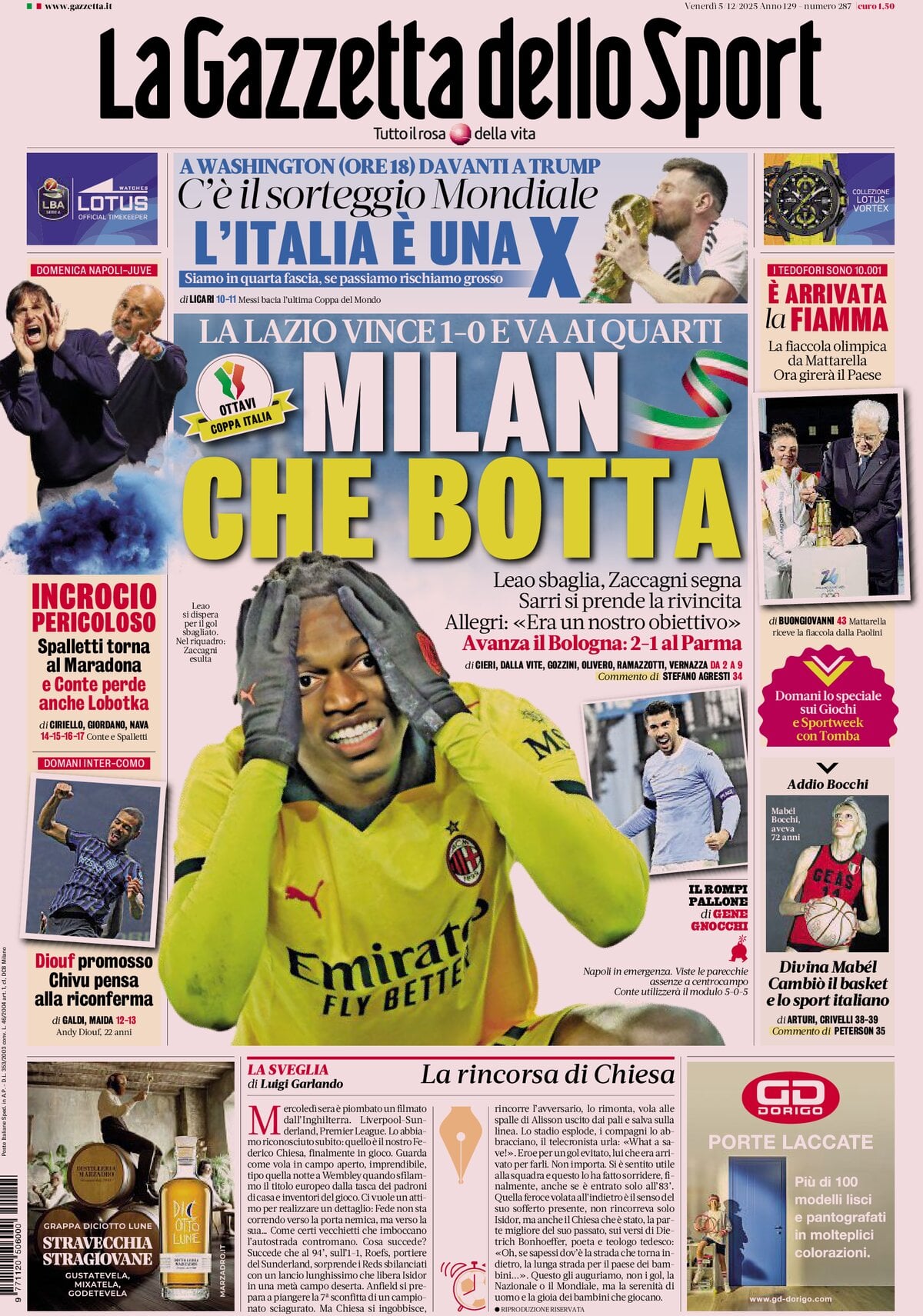 La Gazzetta Dello Sport, prima pagina