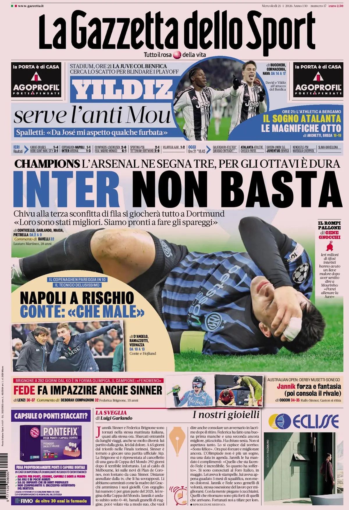 La Gazzetta Dello Sport, prima pagina