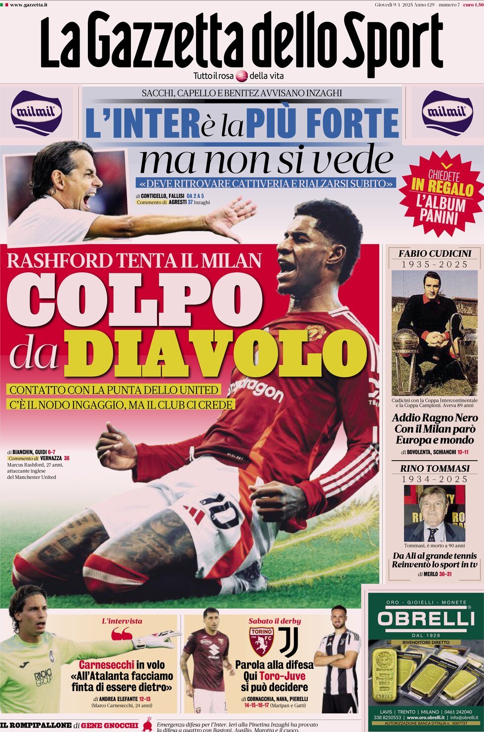 La Gazzetta Dello Sport, prima pagina