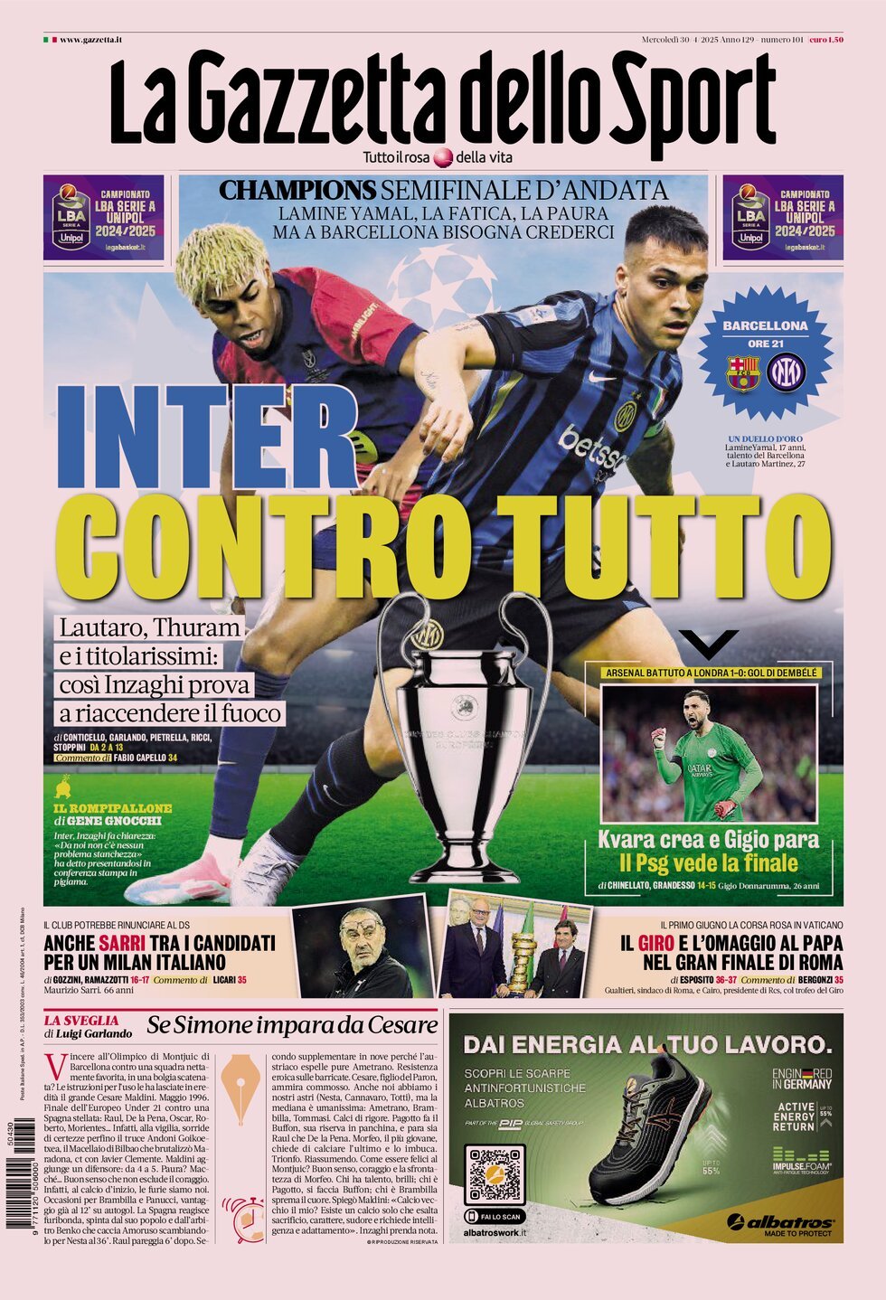 La Gazzetta Dello Sport, prima pagina
