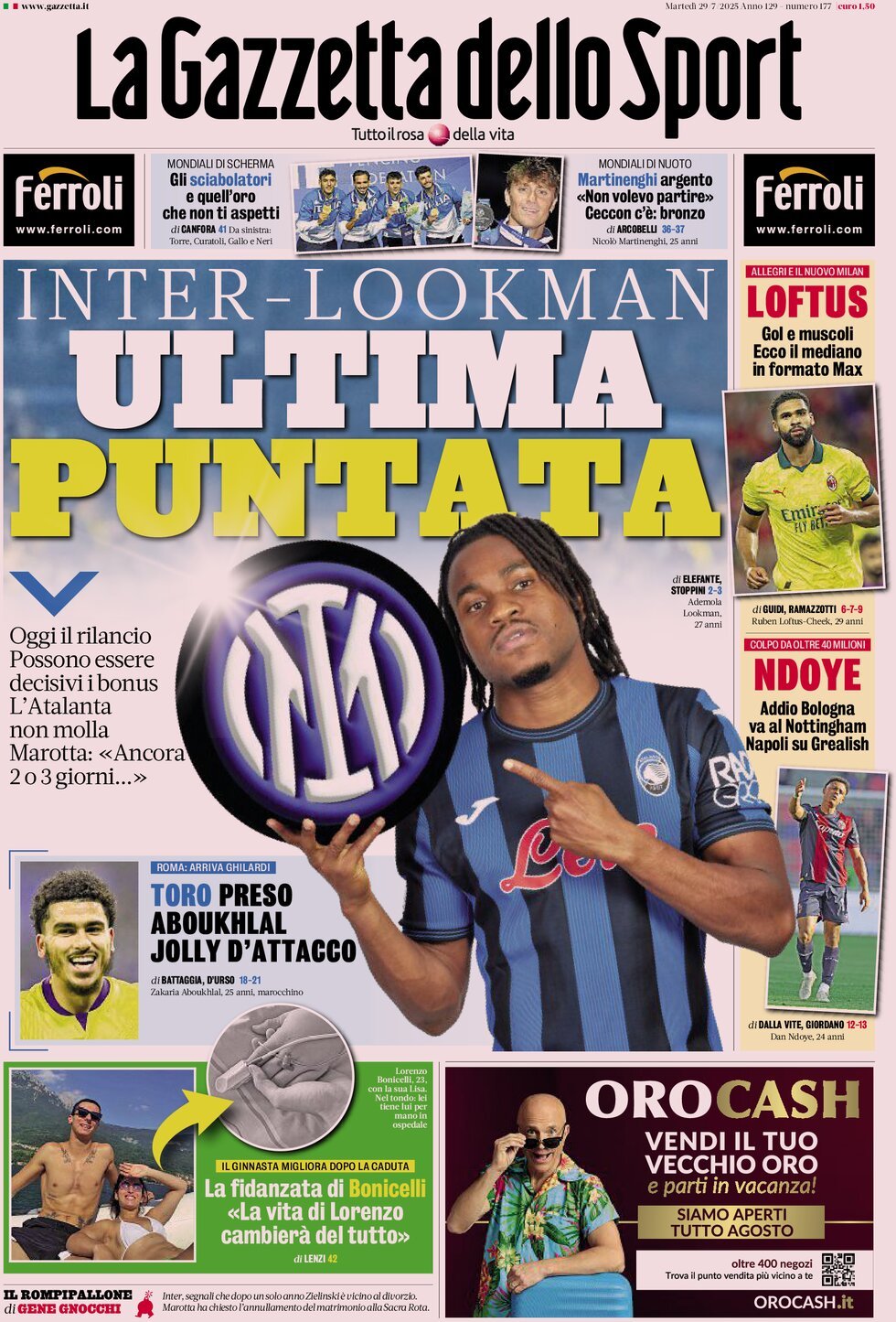 La Gazzetta Dello Sport, prima pagina