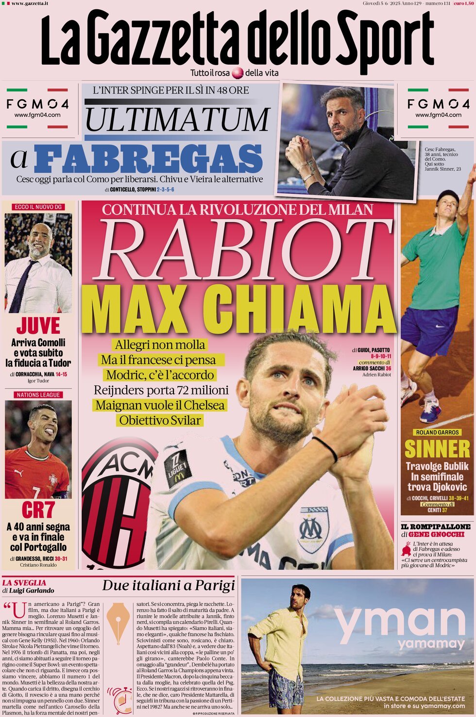 La Gazzetta Dello Sport, prima pagina