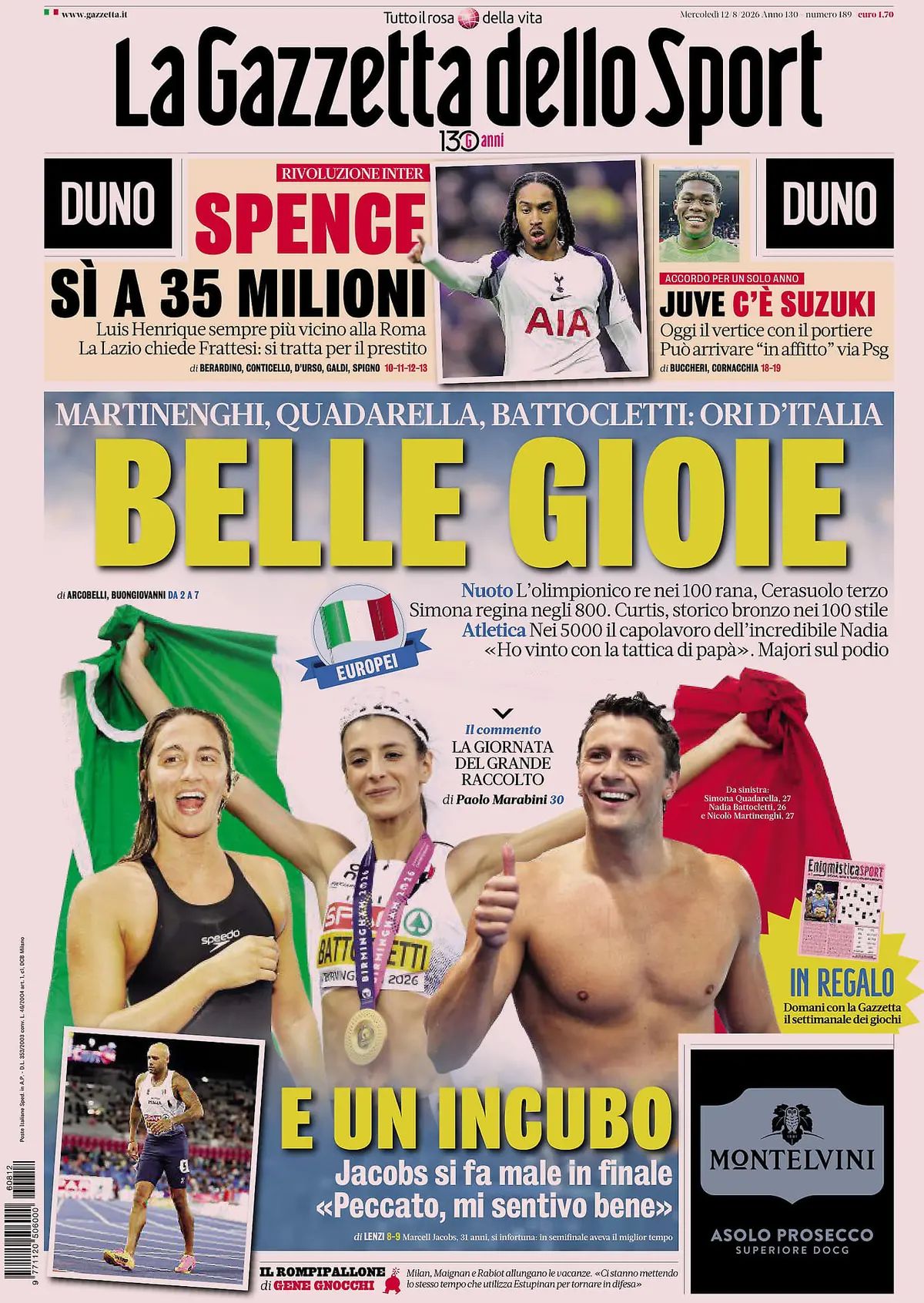 La Gazzetta Dello Sport, prima pagina