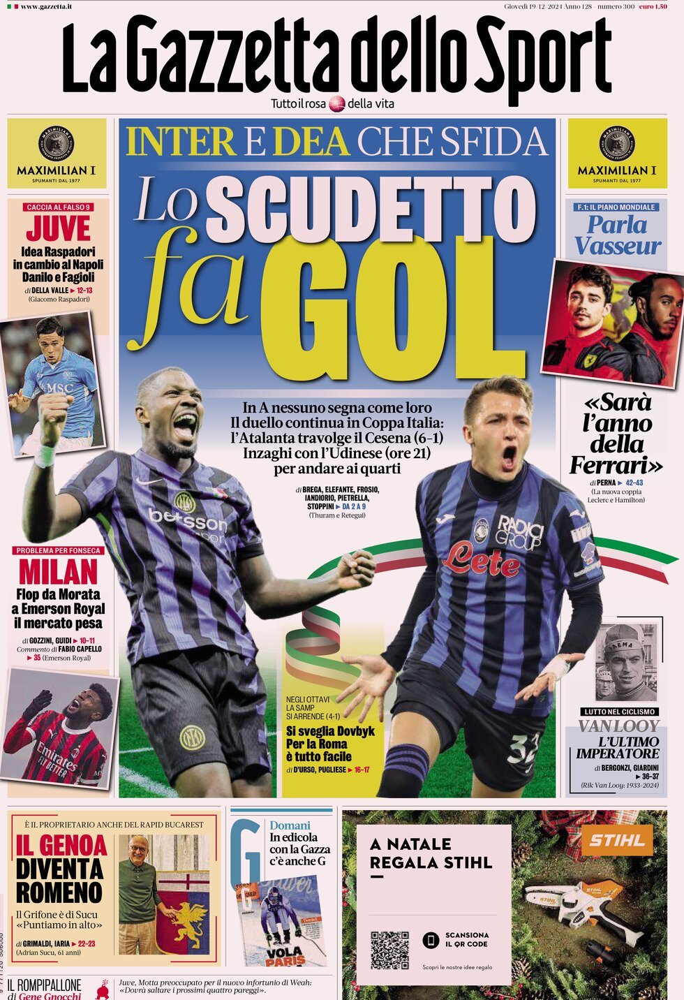 La Gazzetta Dello Sport, prima pagina