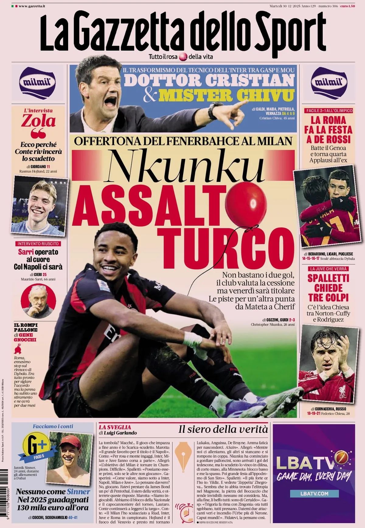 La Gazzetta Dello Sport, prima pagina