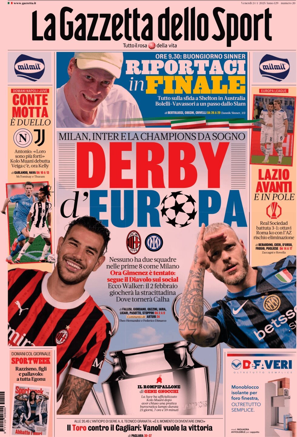 La Gazzetta Dello Sport, prima pagina