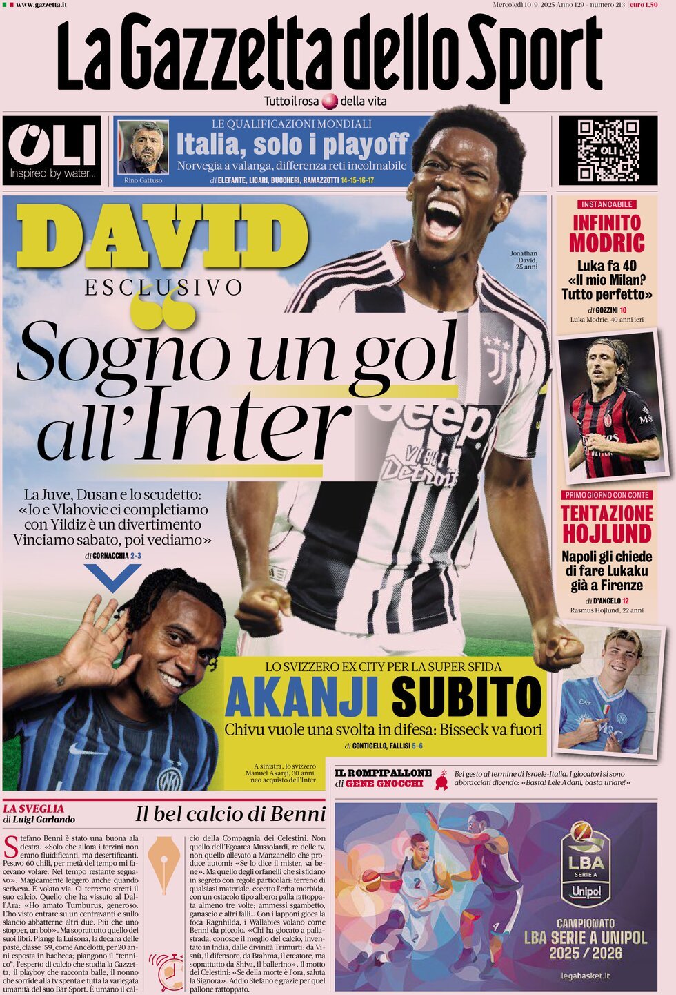 La Gazzetta Dello Sport, prima pagina