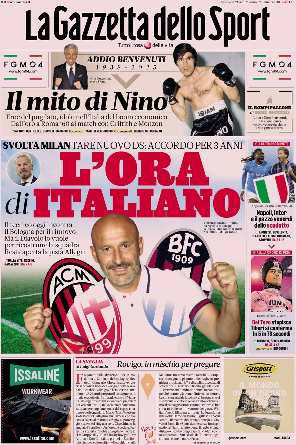 La Gazzetta Dello Sport, prima pagina