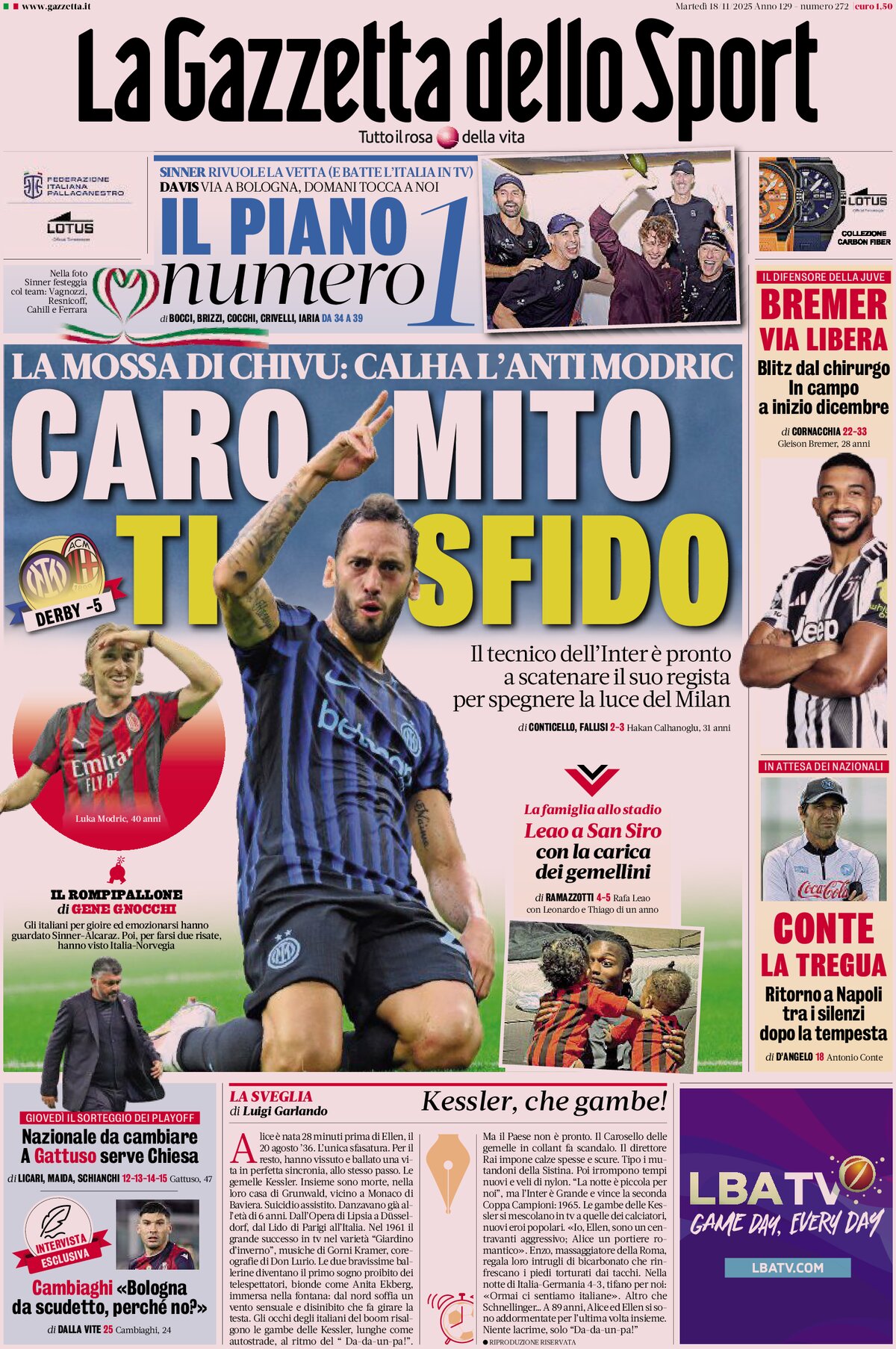 La Gazzetta Dello Sport, prima pagina
