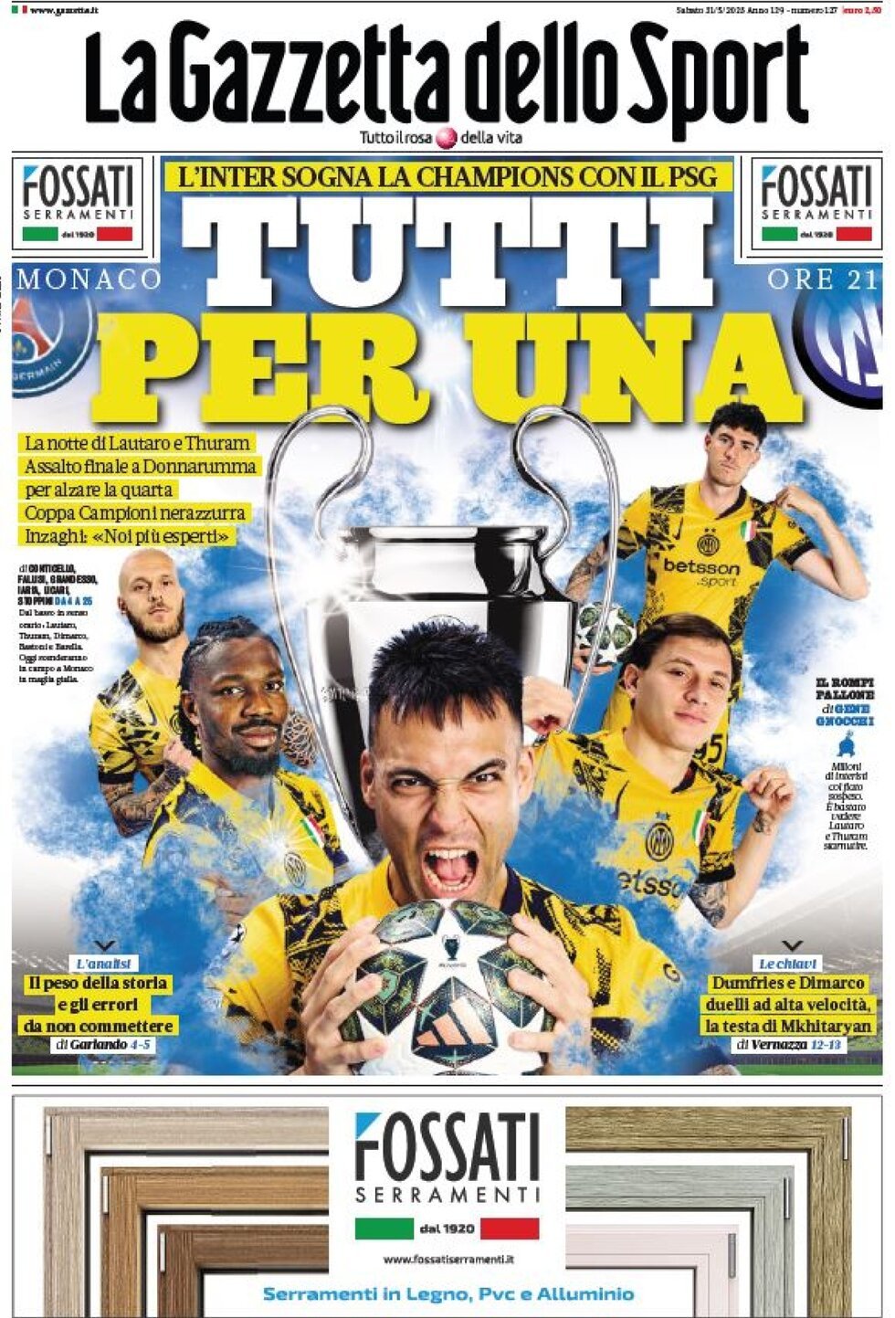 La Gazzetta Dello Sport, prima pagina
