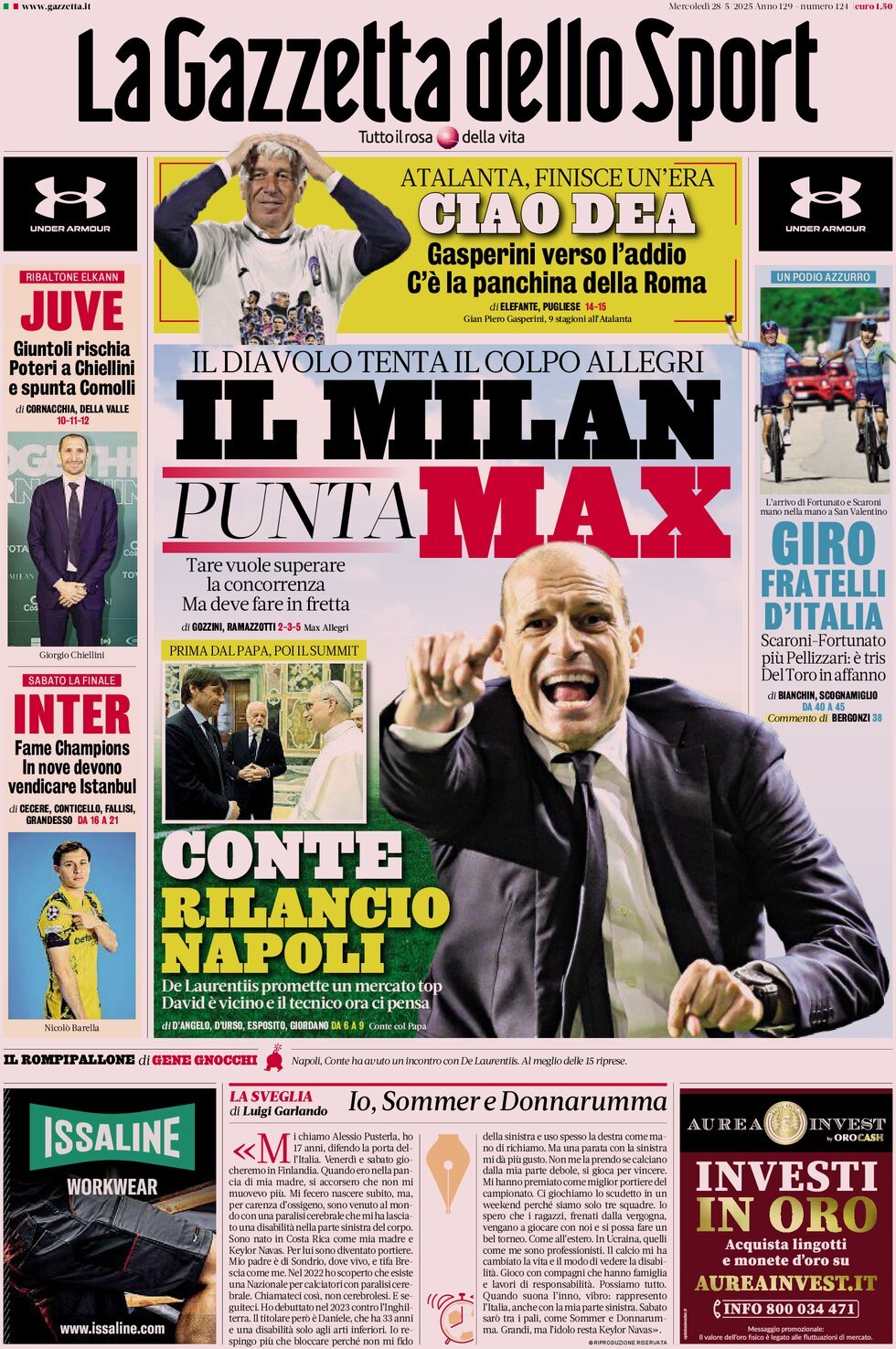 La Gazzetta Dello Sport, prima pagina
