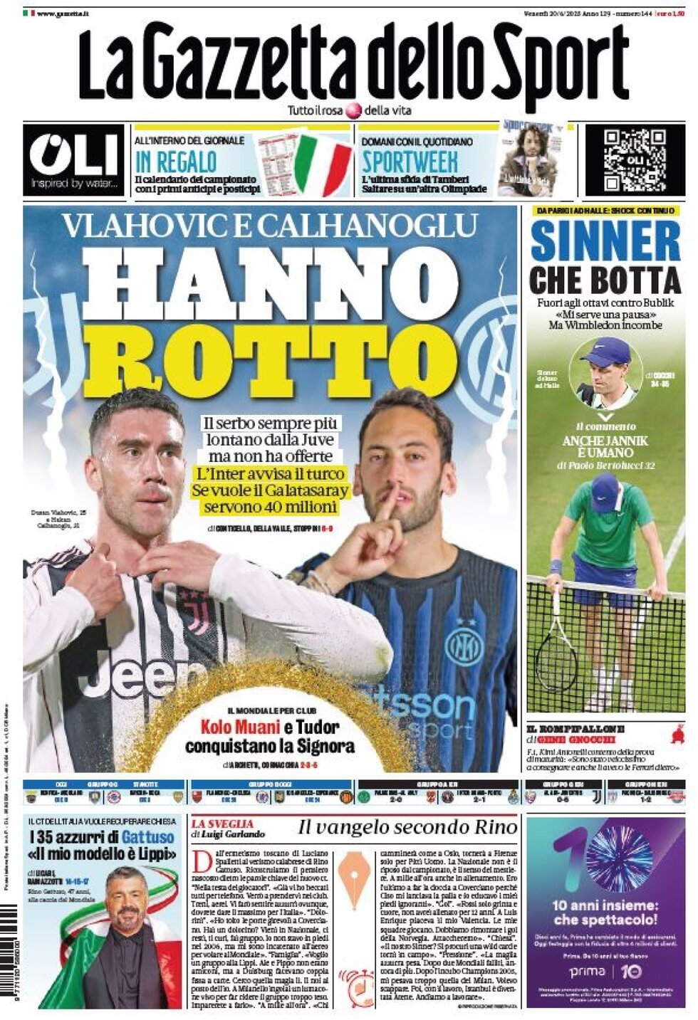 La Gazzetta Dello Sport, prima pagina