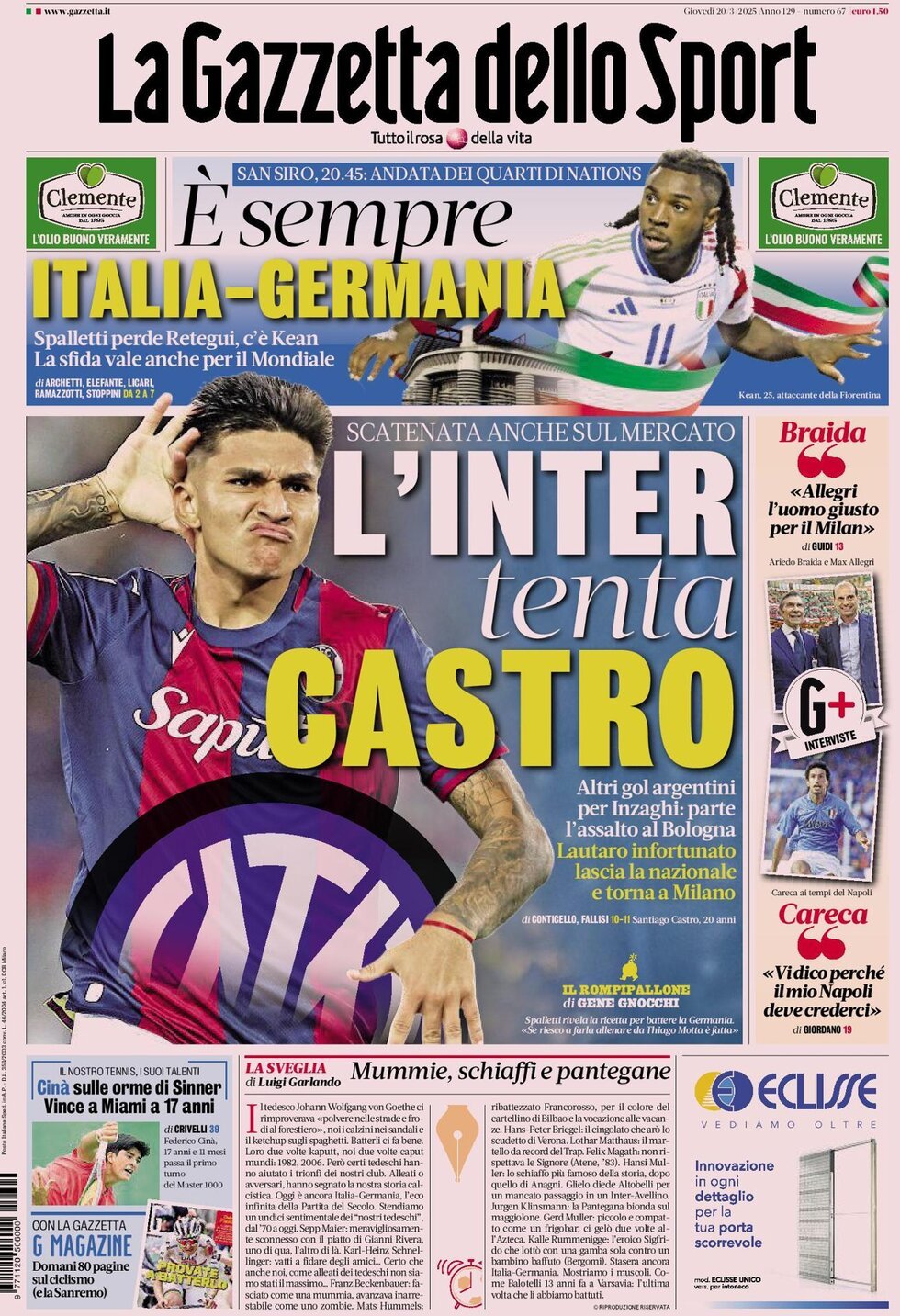 La Gazzetta Dello Sport, prima pagina
