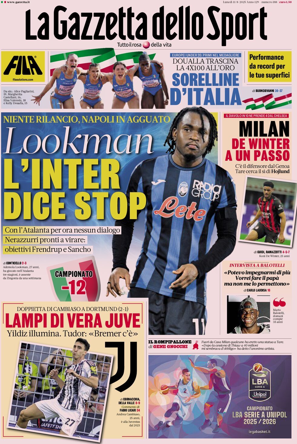 La Gazzetta Dello Sport, prima pagina