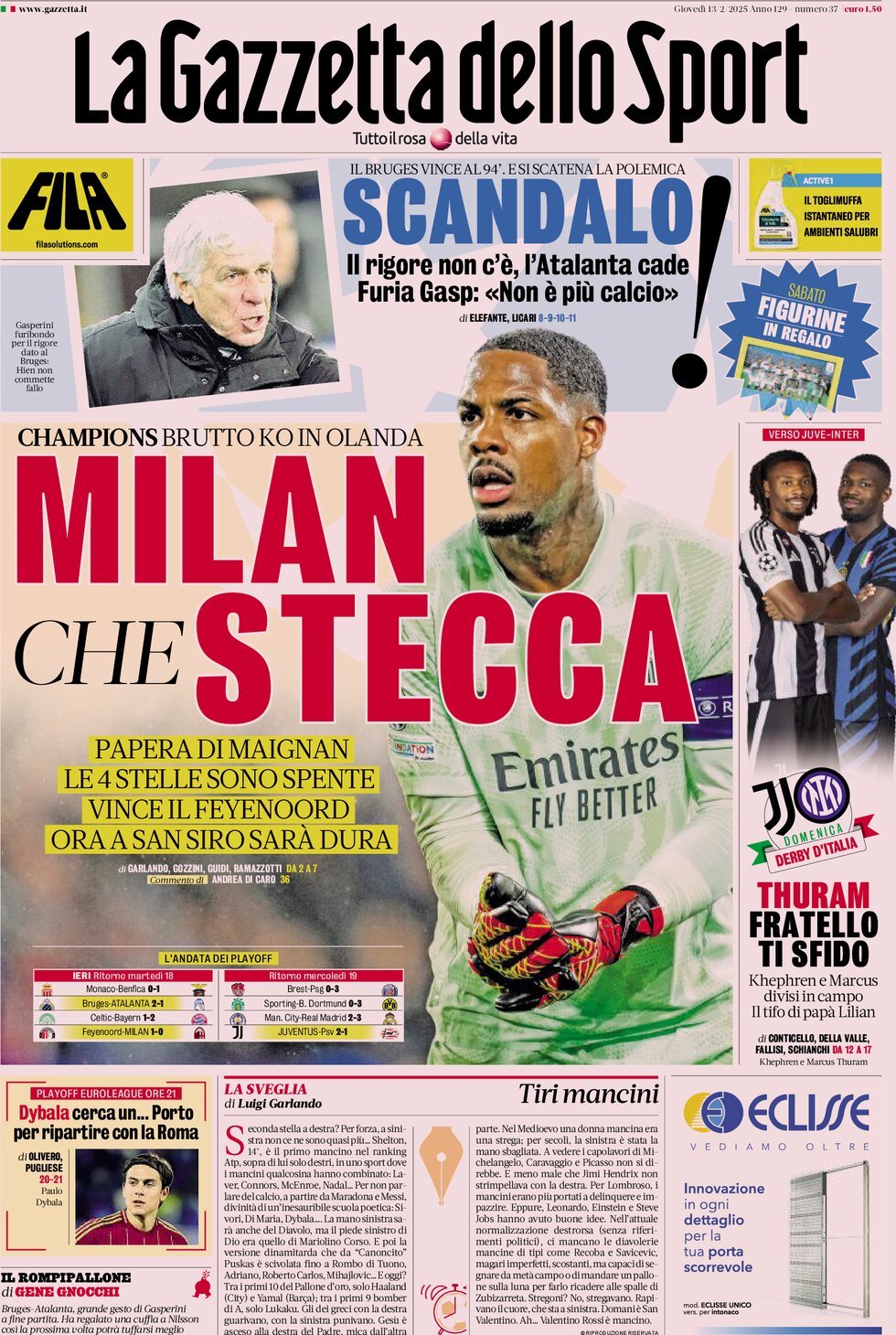 La Gazzetta Dello Sport, prima pagina