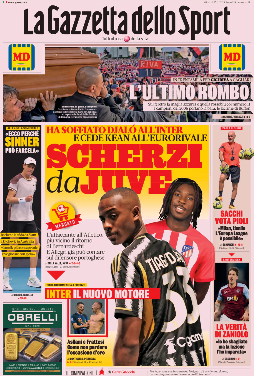 La Gazzetta Dello Sport, prima pagina