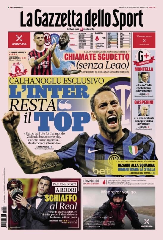 Gazzetta dello Sport prima pagina 
            Edizione di Oggi, Martedì 29 Ottobre 2024