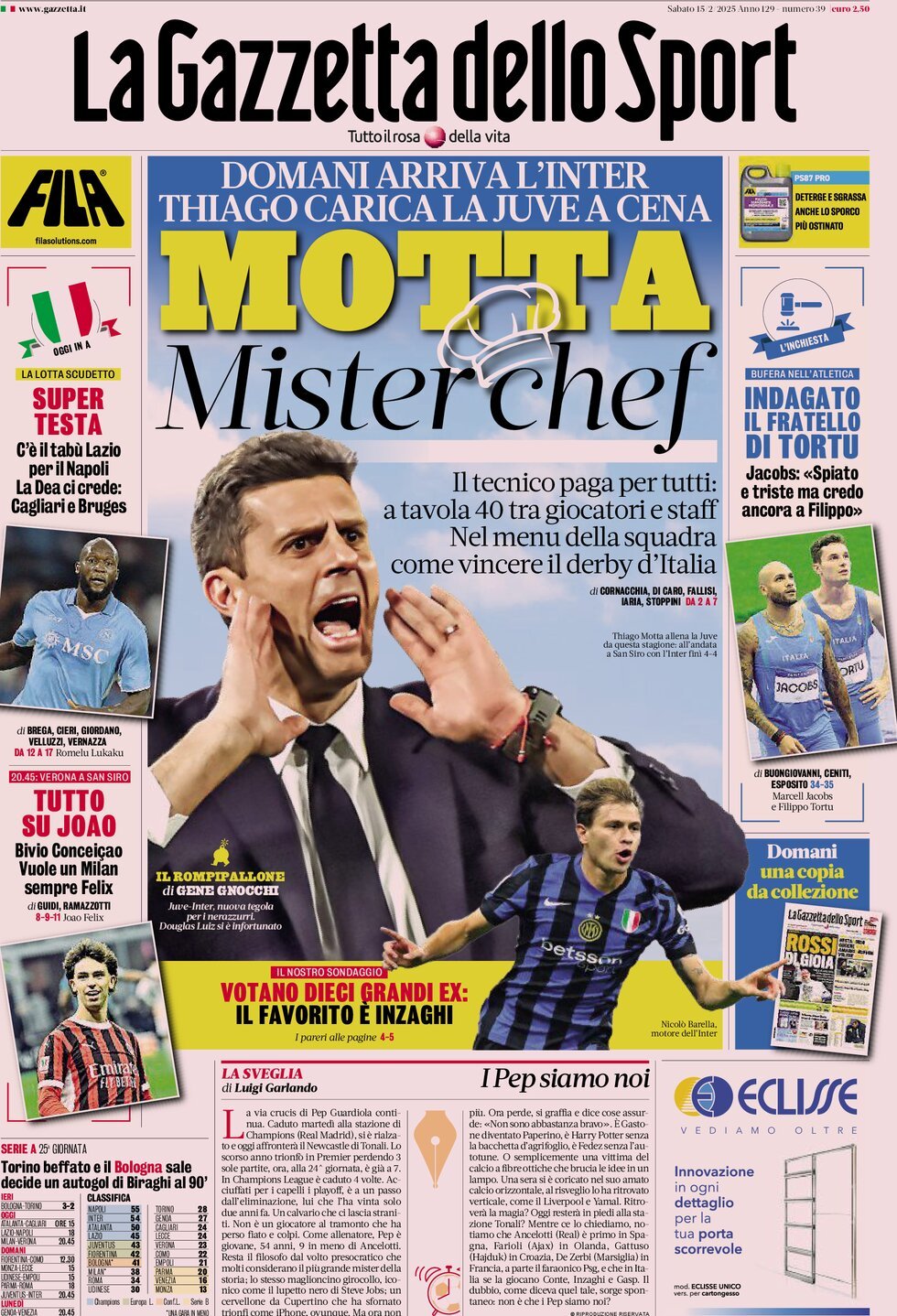 La Gazzetta Dello Sport, prima pagina