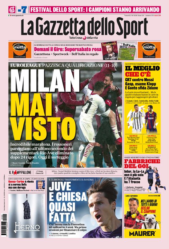 Le Prime Pagine Dei Quotidiani Sportivi Italiani E Stranieri Gazzetta Dello Sport Corriere Dello Sport Tutto Sport Quotidiano Sportivo Il Romanista L Equipe Marca Mundo Deportivo Abola As Record Zonacalciofaidate