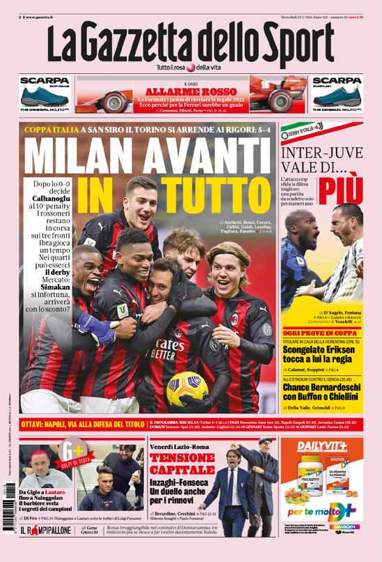 La Gazzetta Dello Sport, prima pagina