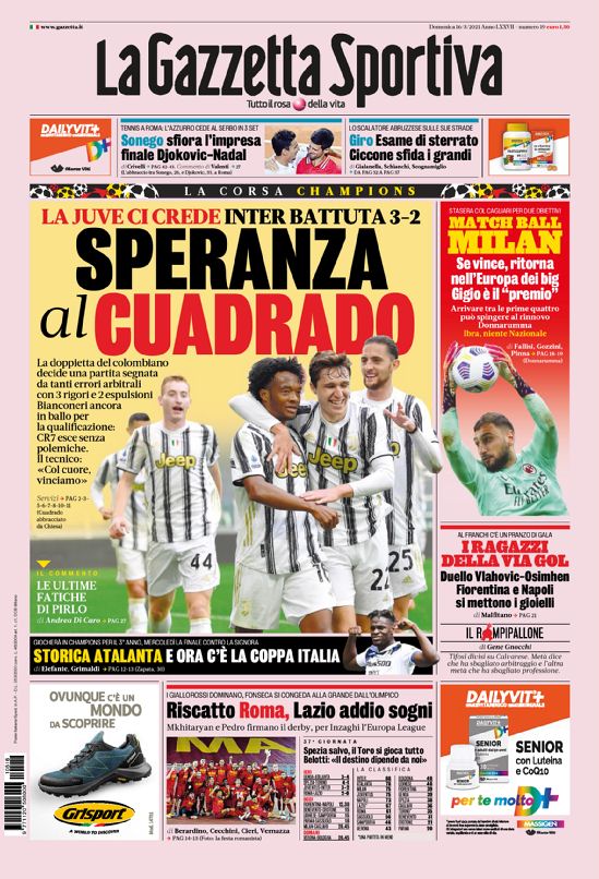 La Gazzetta Dello Sport, prima pagina