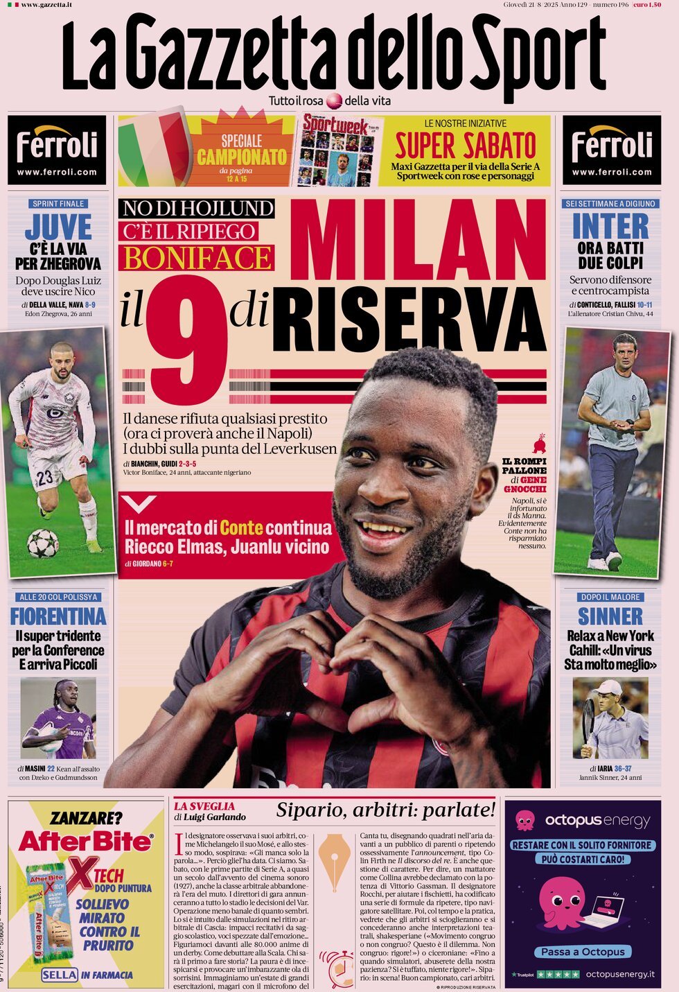 La Gazzetta Dello Sport, prima pagina