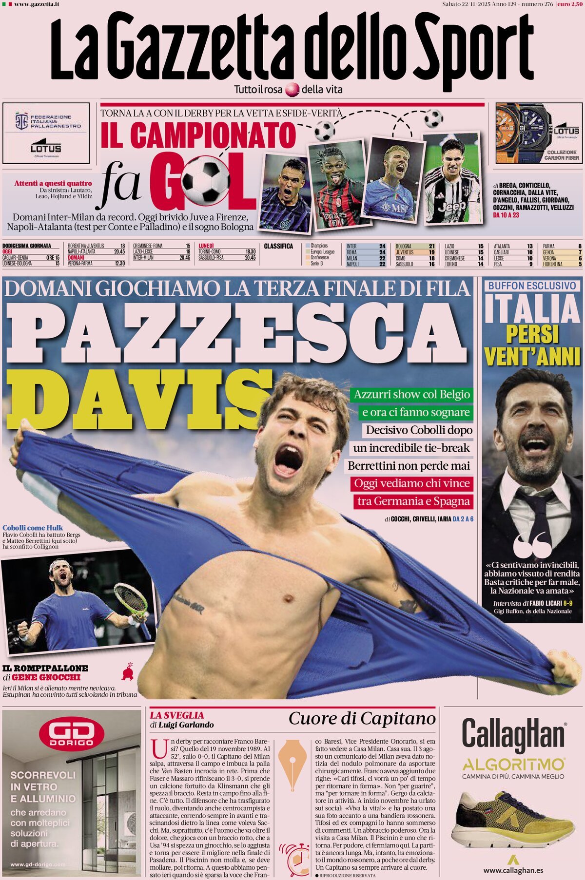 La Gazzetta Dello Sport, prima pagina