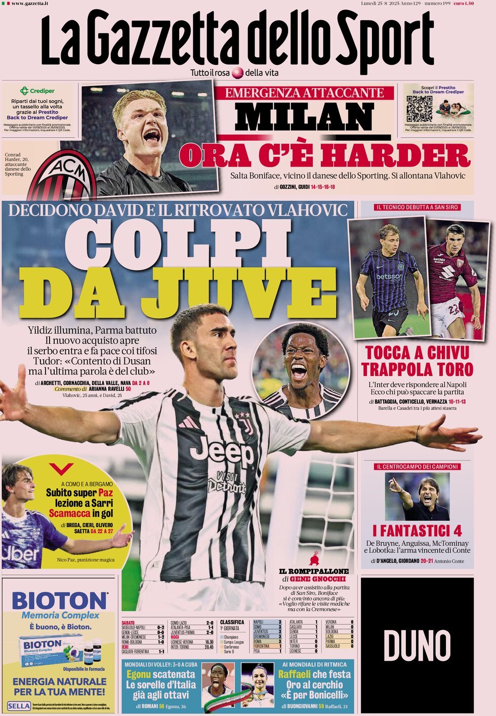 La Gazzetta Dello Sport, prima pagina