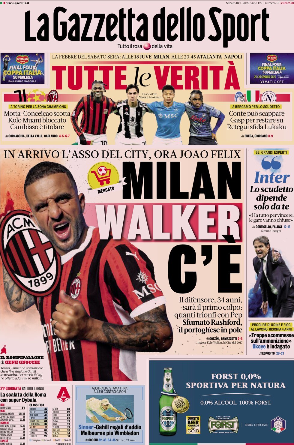 La Gazzetta Dello Sport, prima pagina