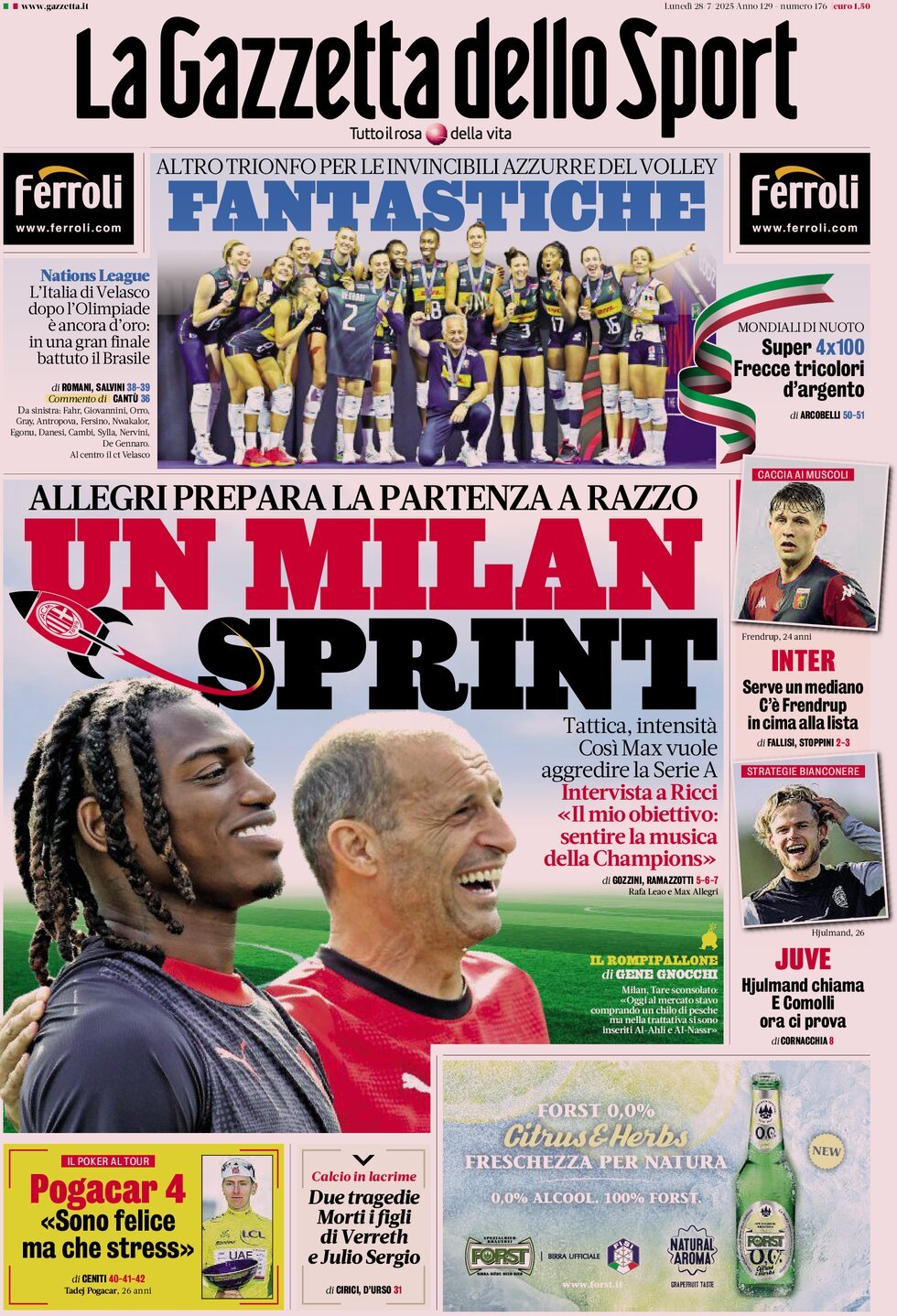 La Gazzetta Dello Sport, prima pagina
