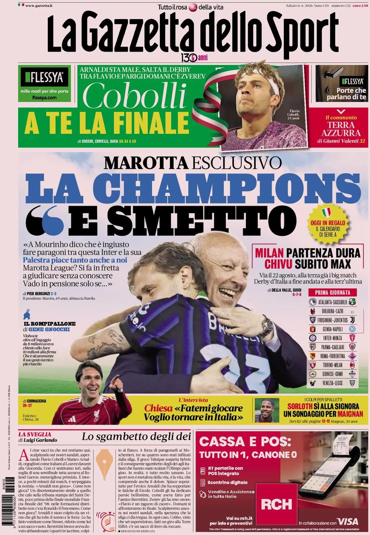 La Gazzetta Dello Sport, prima pagina