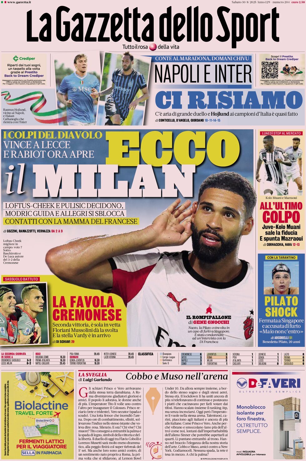 La Gazzetta Dello Sport, prima pagina