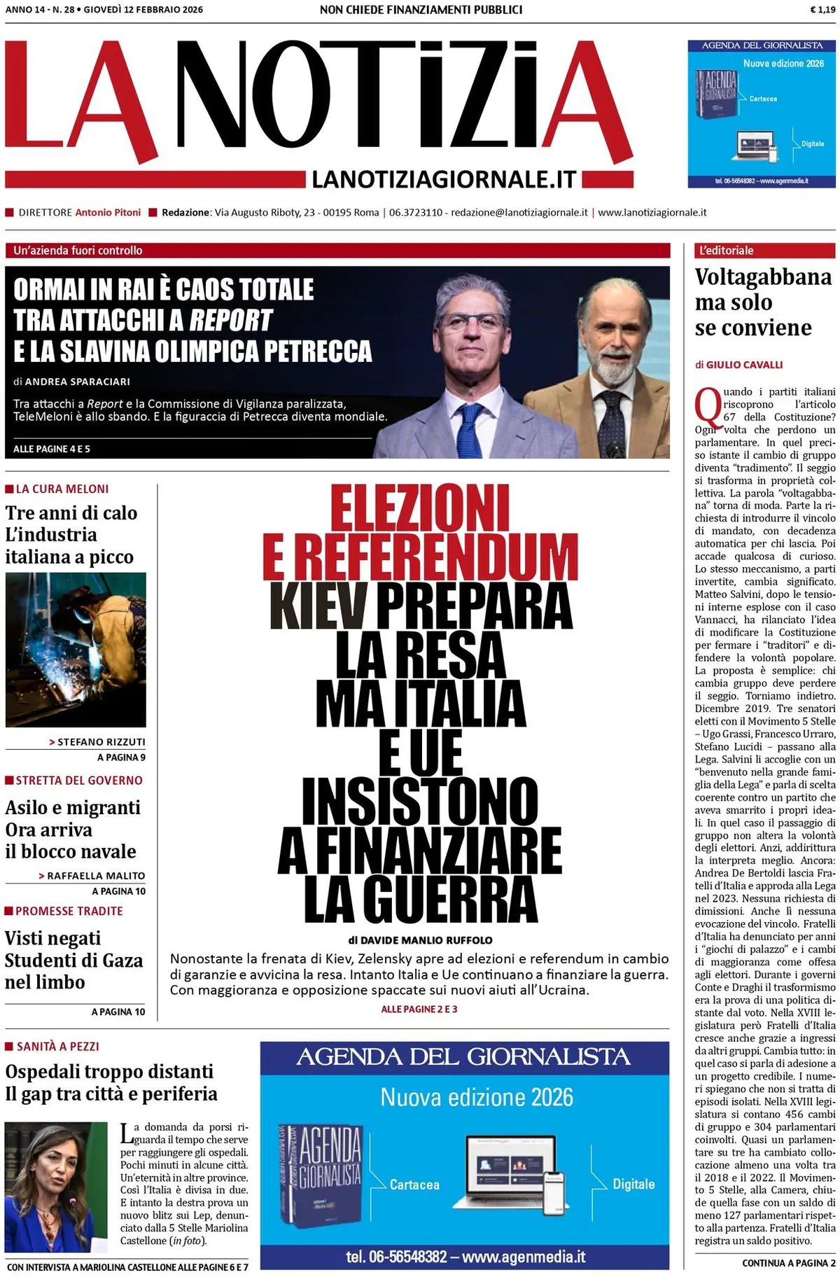 La Notizia, prima pagina
