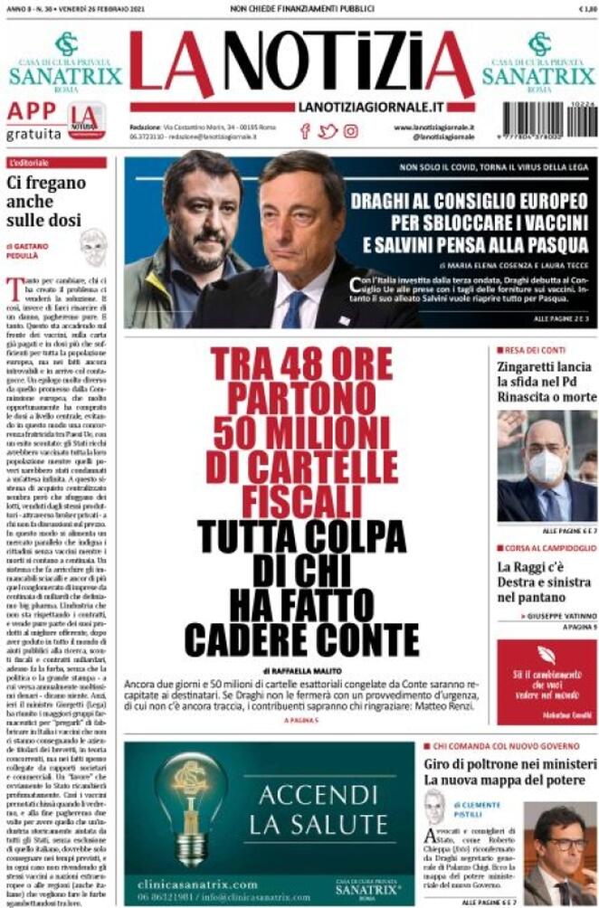 La Notizia, prima pagina