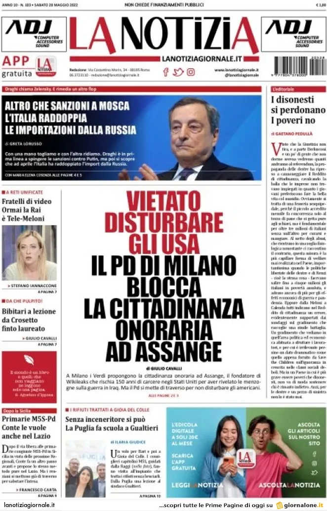 Prima pagina «La Notizia» | Giornali.it