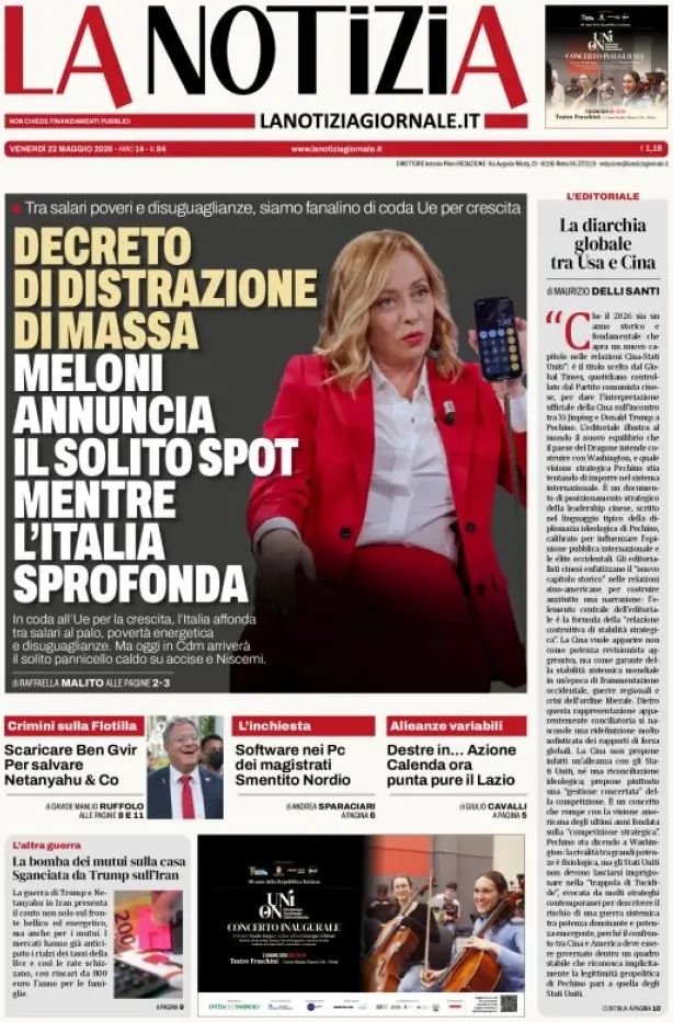 La Notizia, prima pagina