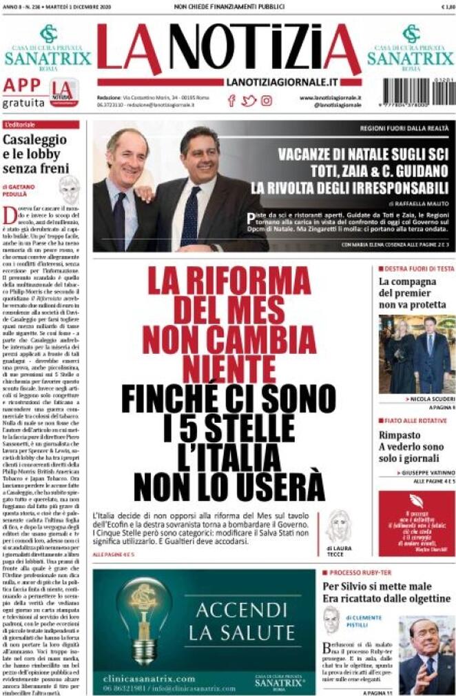 La Notizia, prima pagina
