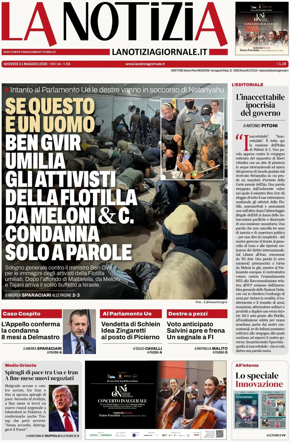 La Notizia, prima pagina