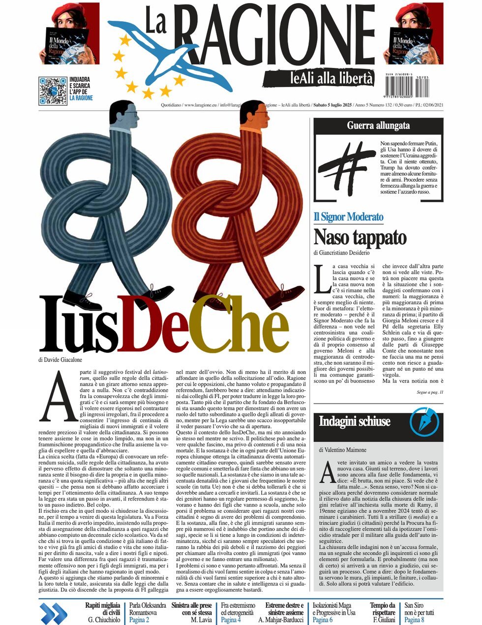 La Ragione, prima pagina