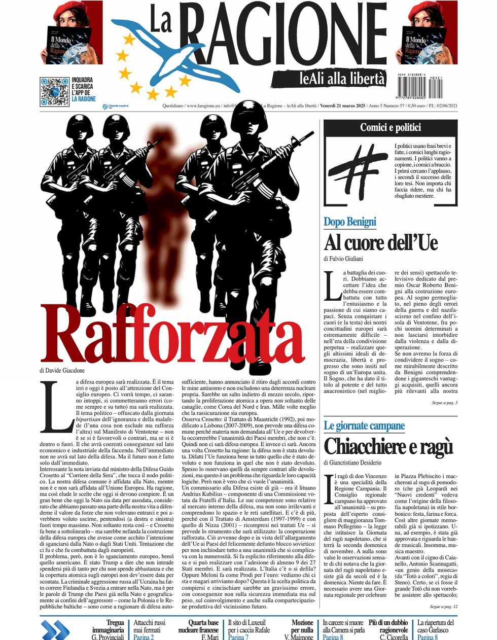 La Ragione, prima pagina