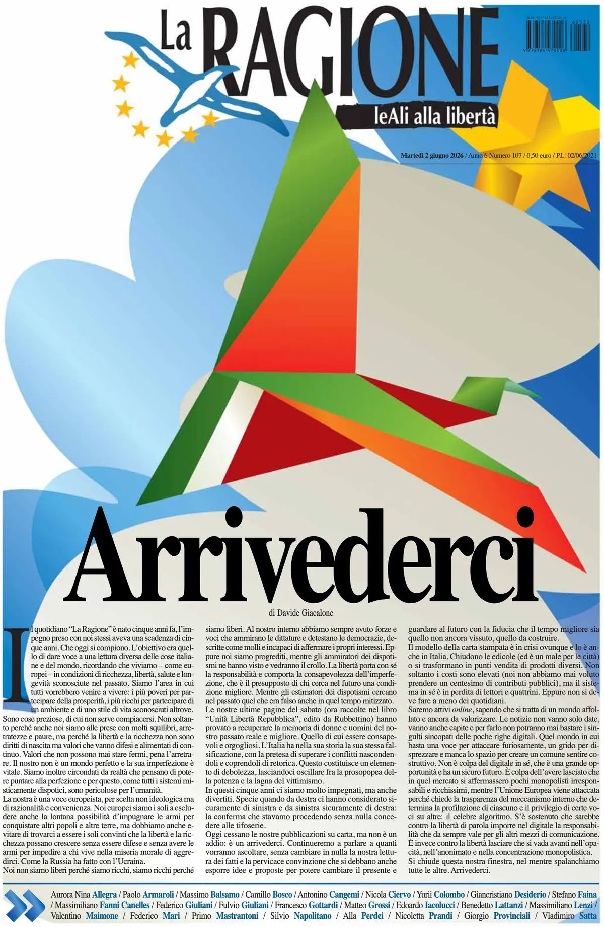 La Ragione, prima pagina