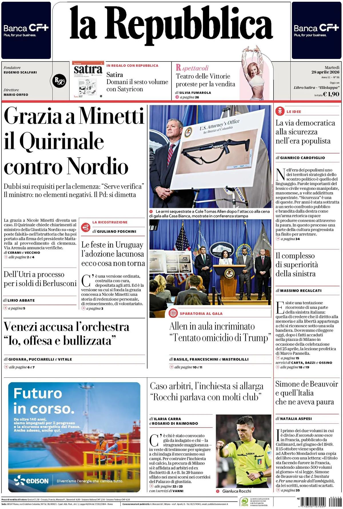 La Repubblica, prima pagina